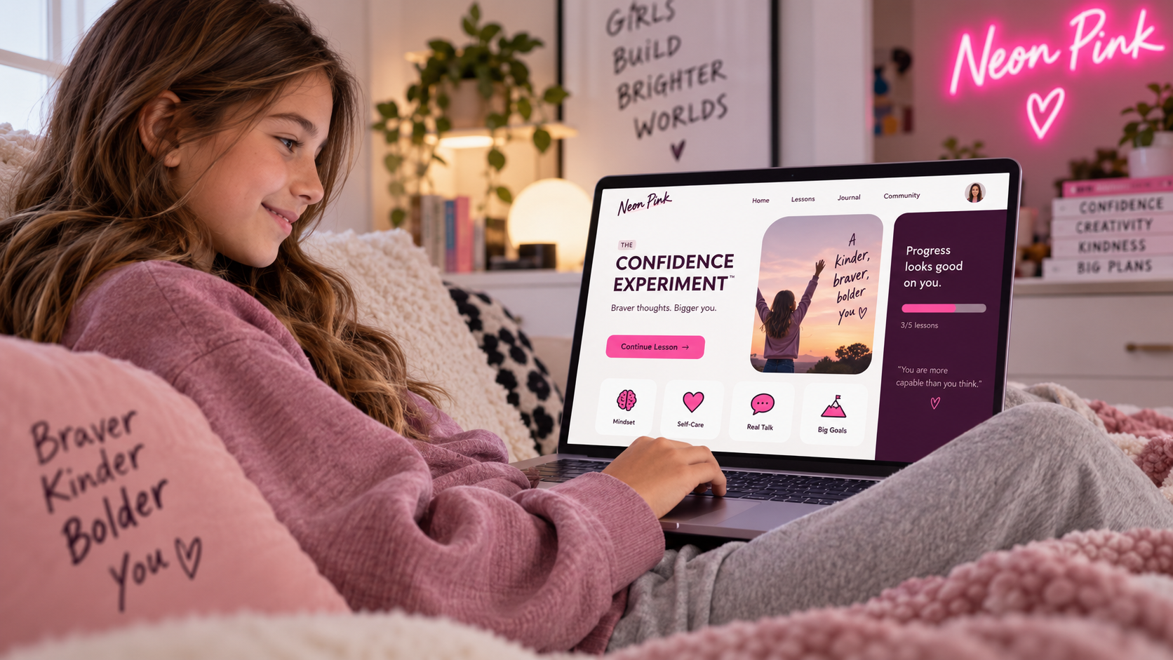 A girl playing The Confidence Experiment